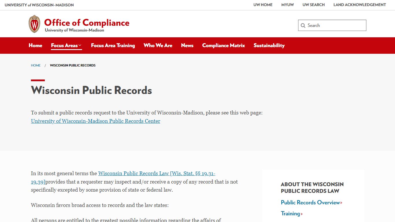 Wisconsin Public Records - Office of Compliance